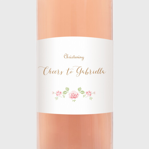 Christening Wine Labels Rose Garden White - View 1