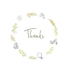 Baby Thank You Cards Botanical Bliss (4 pages) Green
