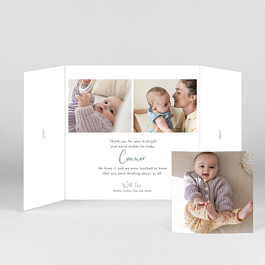 Baby Thank You Cards Botanical Bliss (Gatefold) Blue - View 2