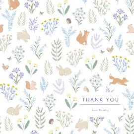 Baby Thank You Cards Woodland friends (4 Pages) Blue
