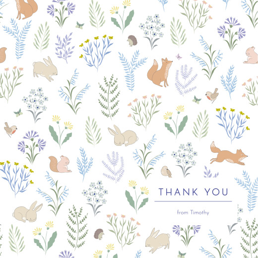 Baby Thank You Cards Woodland friends (4 Pages) Blue - Page 1