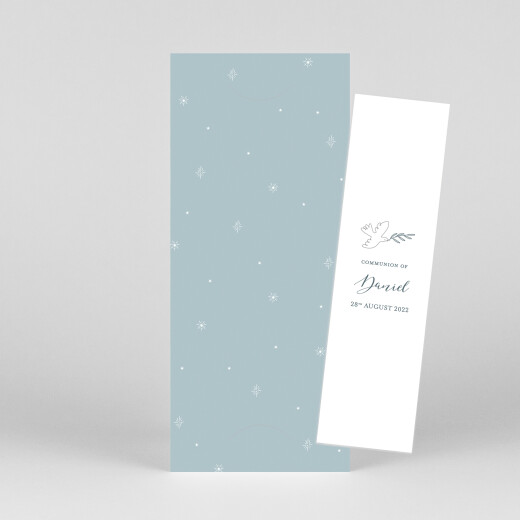 Communion Invitations Delicate Dove (Bookmark) Blue - View 1