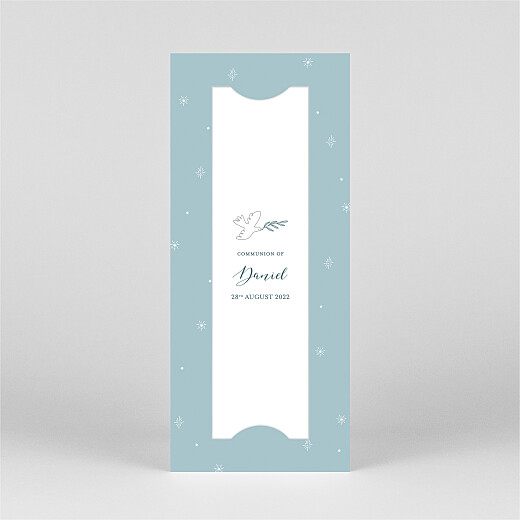 Communion Invitations Delicate Dove (Bookmark) Blue - View 2