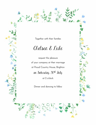 Wedding Invitations Floral Frame (portrait) white - Front