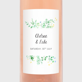Wedding Wine Labels Floral frame White