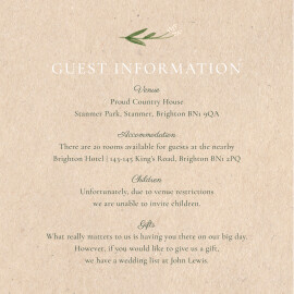 Guest Information Cards Everlasting Love Beige