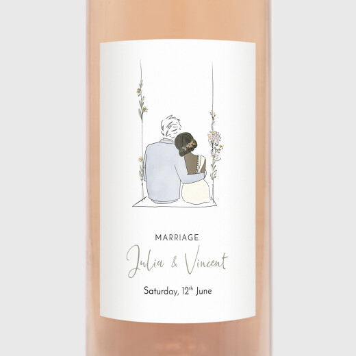 Wedding Wine Labels Lovely Newlyweds White - View 1