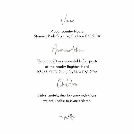 Guest Information Cards Lovely Newlyweds White - Back