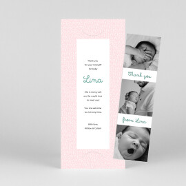 Baby Thank You Cards Perpetual Bliss (Bookmark) Pink