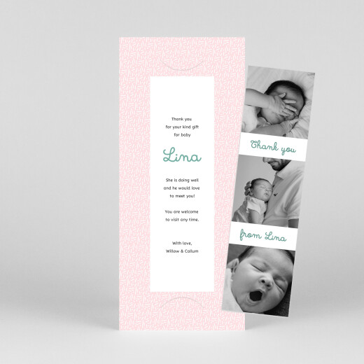 Baby Thank You Cards Perpetual Bliss (Bookmark) Pink - View 1