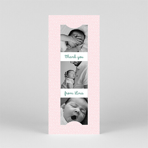 Baby Thank You Cards Perpetual Bliss (Bookmark) Pink - View 2