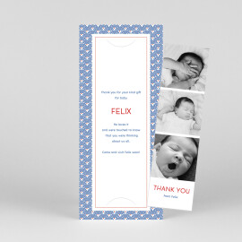 Baby Thank You Cards Pattern (Bookmark) red & blue