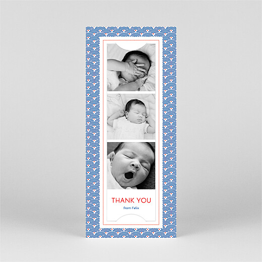 Baby Thank You Cards Pattern (Bookmark) red & blue - View 2