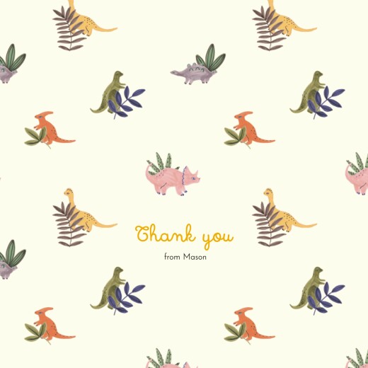 Baby Thank You Cards Dino Baby (4 pages) beige - Page 1