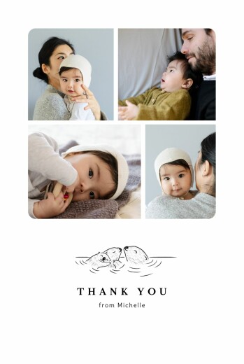 Baby Thank You Cards Otter Family (4 pages) white - Page 1