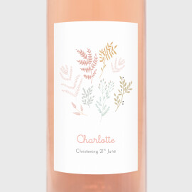 Christening Wine Labels Liberty Leaves Pink