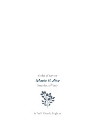 Wedding Order of Service Booklet Covers Verdure Bouquet Blue