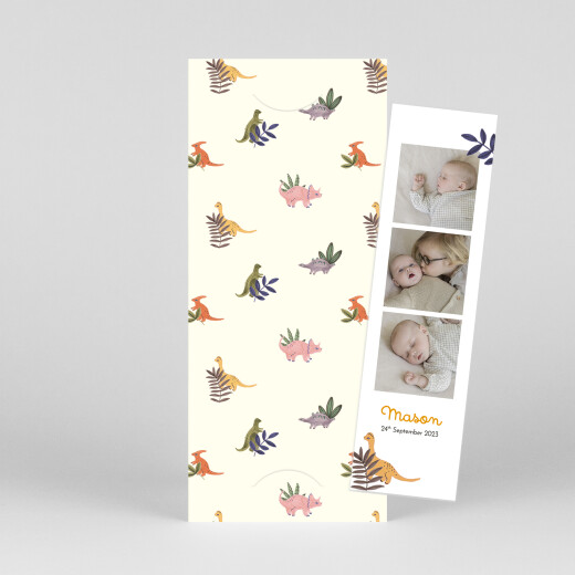 Baby Thank You Cards Dino Baby (Bookmark) Beige - View 1