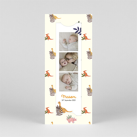 Baby Thank You Cards Dino Baby (Bookmark) Beige - View 2