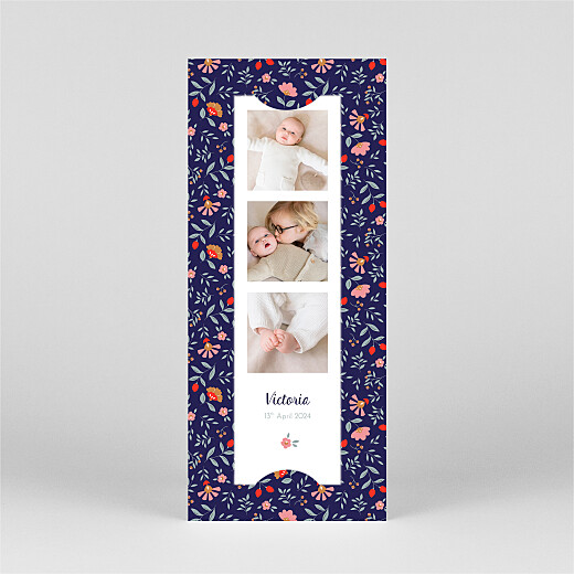 Baby Announcements Flora (bookmark) Midnight blue - View 2