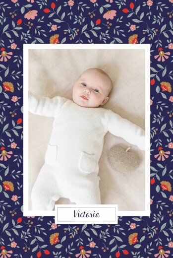 Baby Thank You Cards Flora (4 pages) Midnight blue - Page 1