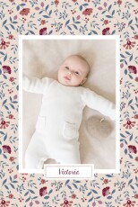 Baby Thank You Cards Flora (4 pages) Portrait Blue