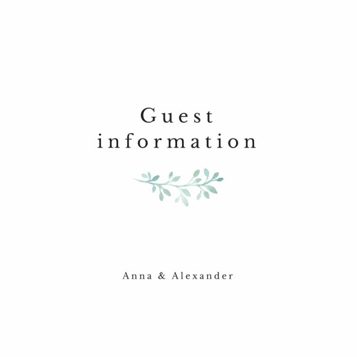 Guest Information Cards Watercolour Crown White - Front