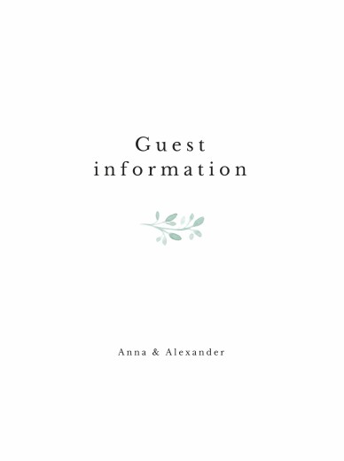 Guest Information Cards Watercolour Crown White - Front