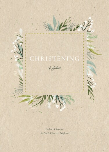 Christening Order of Service Booklets Cover Everlasting Love Beige - Page 1