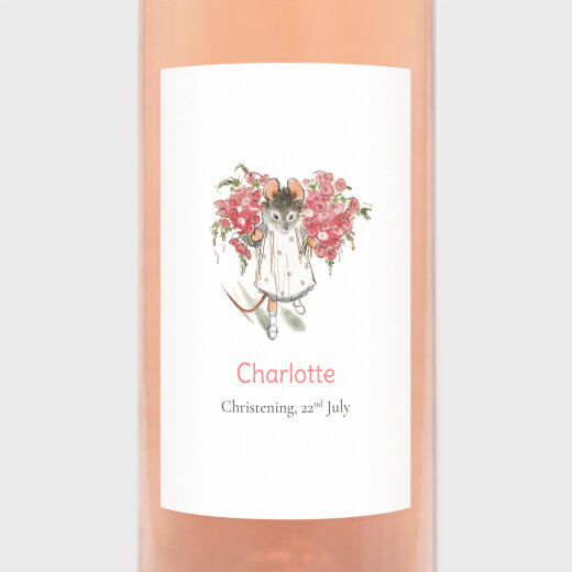 Christening Wine Labels Ernest and Célestine Pink - View 1