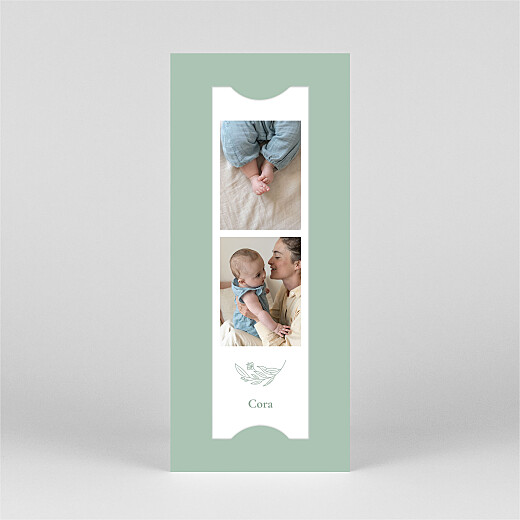 Baby Announcements Floral Emblem (Bookmark) Green - View 2