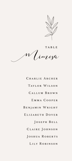 Wedding Table Plan Cards Budding Branch Beige - Front