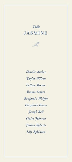 Wedding Table Plan Cards Natural Chic Blue - Front
