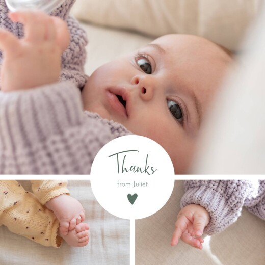 Baby Thank You Cards Heart Medallion Green - Page 1
