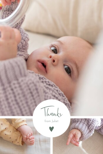 Baby Thank You Cards Heart Medallion (Portrait) Green - Page 1