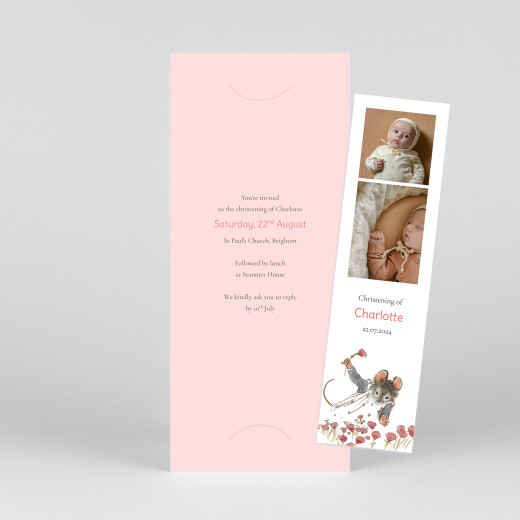 Christening Invitations Ernest and Célestine (bookmark) Pink - View 1