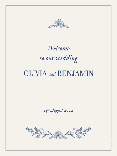 Wedding Signs Natural Chic Blue - Front