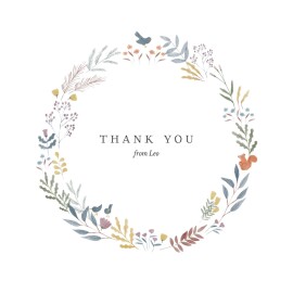 Baby Thank You Cards Woodland Wreath (4 pages) White