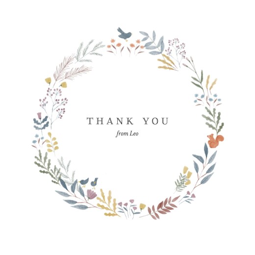 Baby Thank You Cards Woodland Wreath (4 pages) White - Page 1