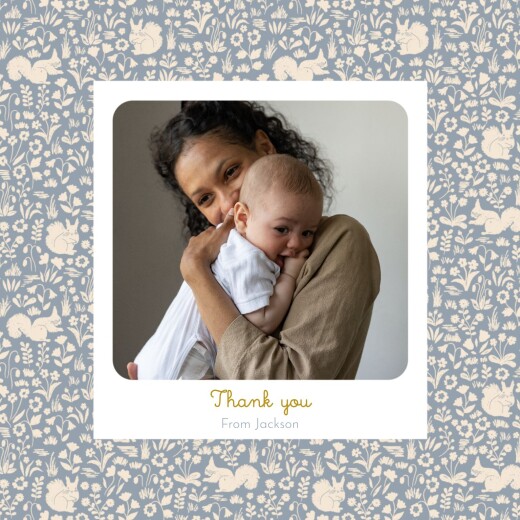 Baby Thank You Cards Liberty Squirrel (4 Pages) Blue - Page 1