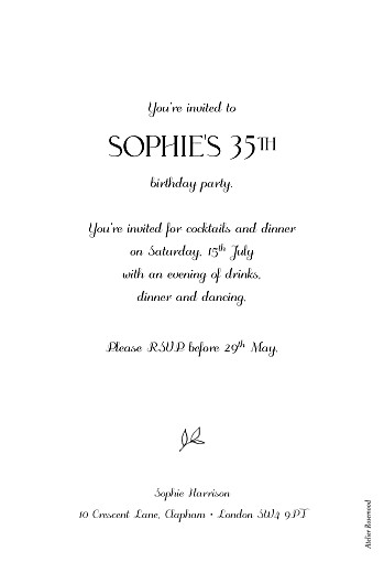 Birthday Invitations Subtle sprig White - Back
