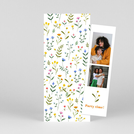 Birthday Invitations Wildflowers (Bookmark) White - View 1