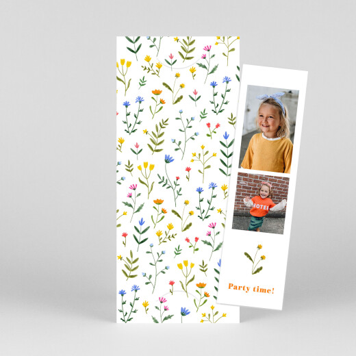 Kids Party Invitations Wildflowers (Bookmark) White - View 1