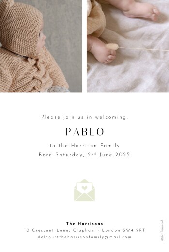 Baby Announcements Pictos Green - Back