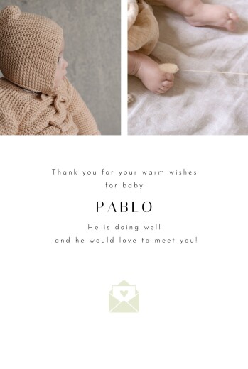 Baby Thank You Cards Pictos (Portrait) 4 pages Green - Page 3