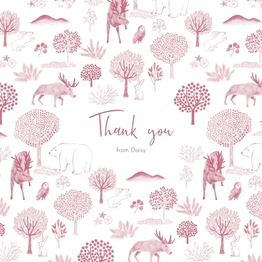 Baby Thank You Cards Woodland Wishes (4 pages) Pink - Page 1
