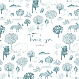 Baby Thank You Cards Woodland Wishes (4 pages) Blue
