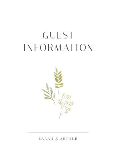 Guest Information Cards Watercolour Woodland (Portrait) White - Front