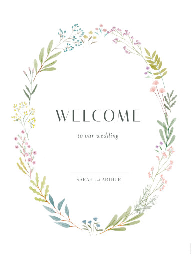 Wedding Signs Watercolour Woodland White - Front
