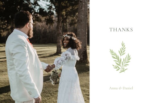 Wedding Thank You Cards Enchanted Greenery White - Front